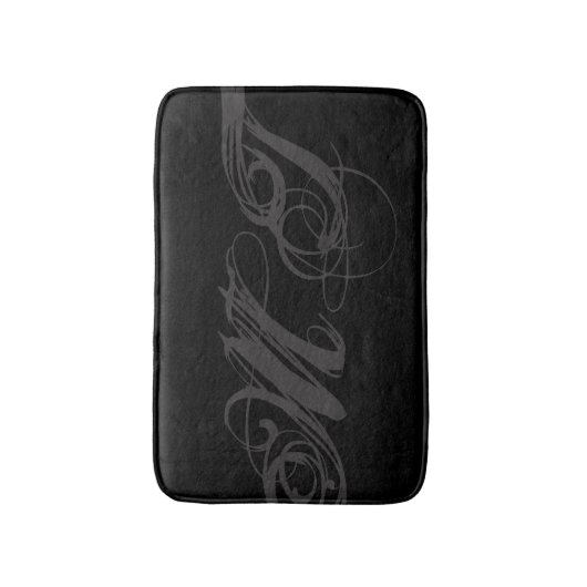 Tapis De Bain Masculine Script Calligraphie Monogramme Initiales (Devant (Vertical))