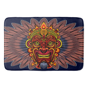 Tapis De Bain Masque rituel du roi guerrier tribal