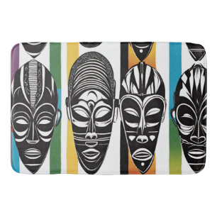 Tapis De Bain Masques Tribaux Africains Stripes Colorées