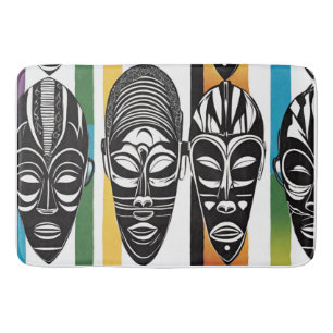 Tapis De Bain Masques Tribaux Africains Stripes Colorées