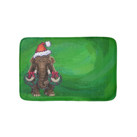 Tapis De Bain Mastodon festif sur vert (Devant)