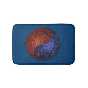 Tapis De Bain Mat Bain Yin Yang Bleu Et Rouge