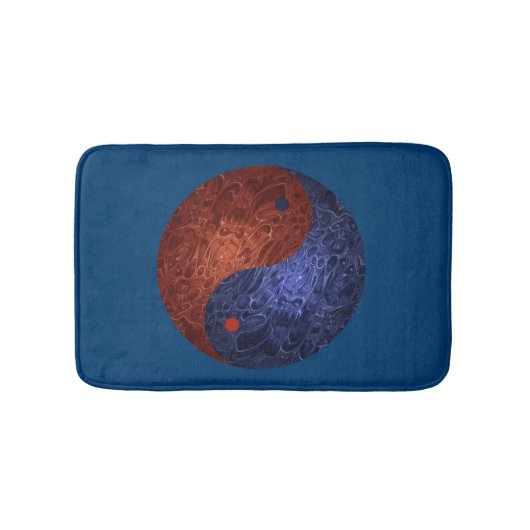 Tapis De Bain Mat Bain Yin Yang Bleu Et Rouge (Devant)