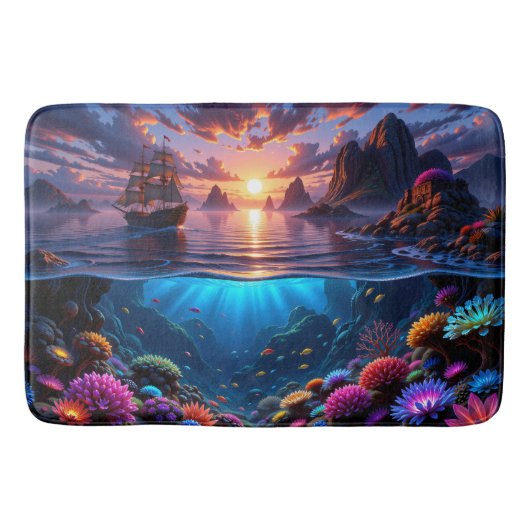 Tapis De Bain Mat de bain à coucher de soleil sur l'océan (Devant)