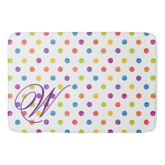 Tapis De Bain Mat de bain à points de Polka customisé (Devant)
