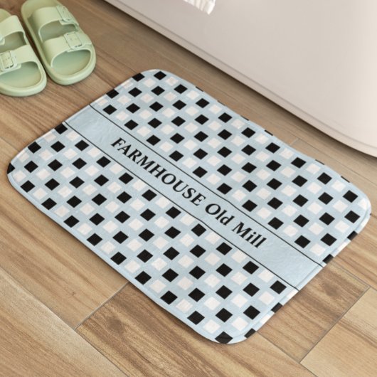 Tapis De Bain Mat de bain bleu géométrique