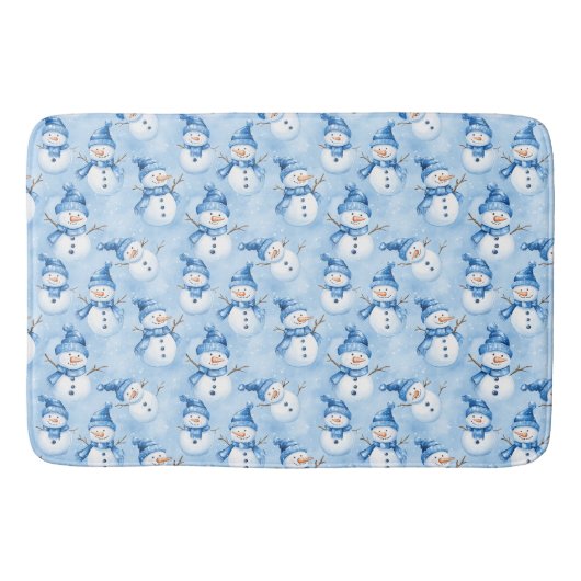 Tapis De Bain Mat de bain bleu neige de Noël (Devant)