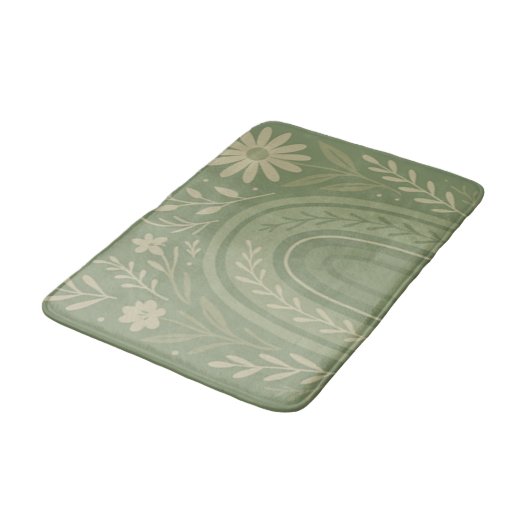 Tapis De Bain Mat de bain Boho vert Sage (Angle)