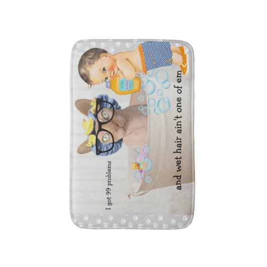 Tapis De Bain Mat de bain chatte sans cheveux drôle (Devant (Vertical))