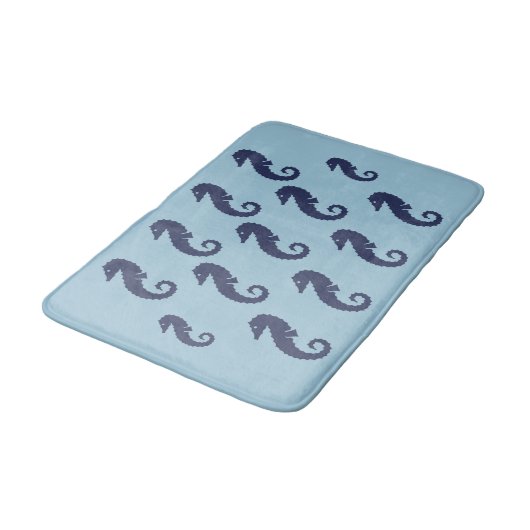 Tapis De Bain Mat de bain - Chevaux de mer (bleu marine) sur ble (Angle)