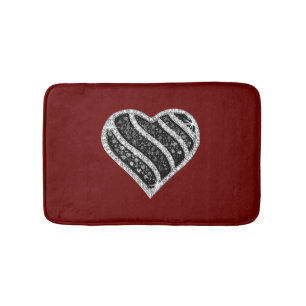 Tapis De Bain Mat de bain de coeur en diamant noir
