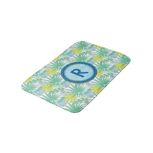 Tapis De Bain Mat de bain de conception tropicale monogramme (Angle)