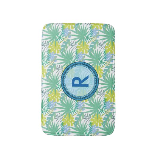 Tapis De Bain Mat de bain de conception tropicale monogramme (Devant (Vertical))