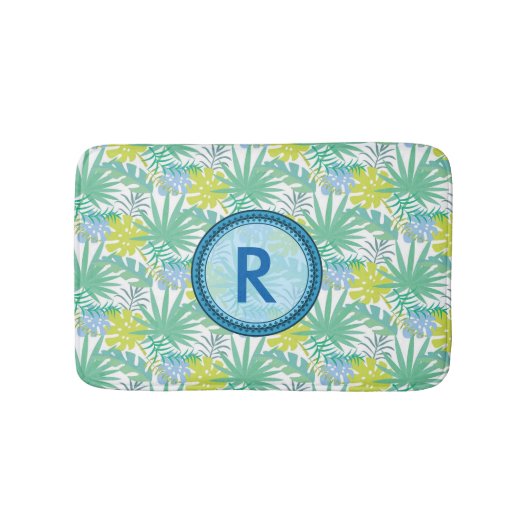 Tapis De Bain Mat de bain de conception tropicale monogramme (Devant)