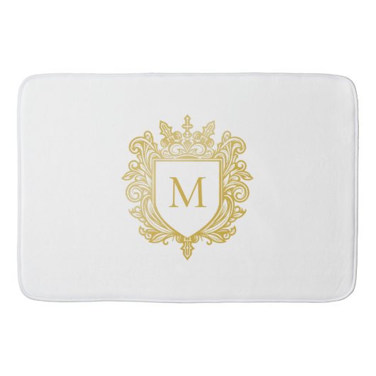 Tapis De Bain Mat de bain en crête d'or Monogramme (Devant)