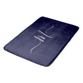 Tapis De Bain Mat de bain initial Monogramme bleu marine (Angle)