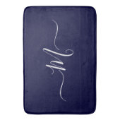 Tapis De Bain Mat de bain initial Monogramme bleu marine (devant Vertical)