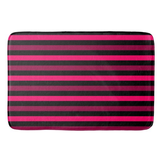 Tapis De Bain Mat de bain Magenta et Black Stripes (Devant)