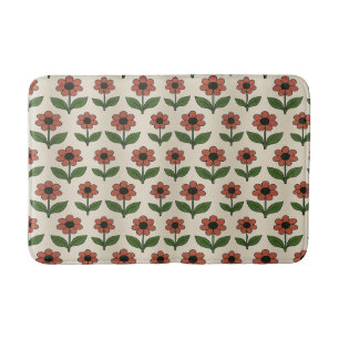 Tapis De Bain Mat de bain Motif de marguerite rouge rétro