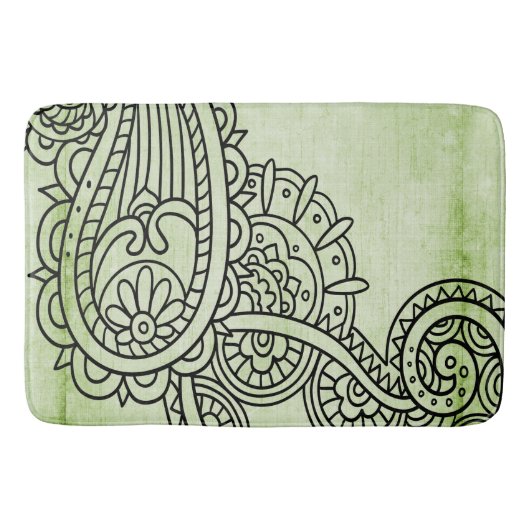 Tapis De Bain Mat de bain Motif Mehndi Vert (Devant)