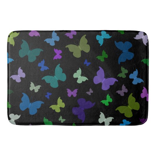 Tapis De Bain Mat de bain/Noir avec papillons (Devant)