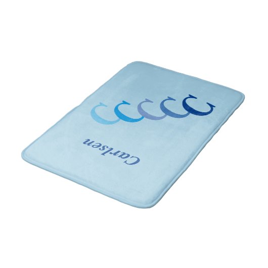 Tapis De Bain Mat de bain - Nom bleu et initiales (Angle)