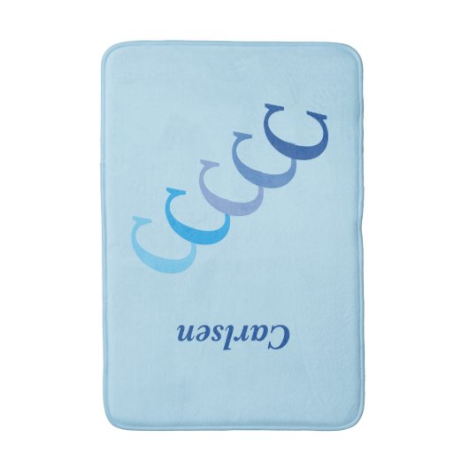 Tapis De Bain Mat de bain - Nom bleu et initiales (Devant (Vertical))