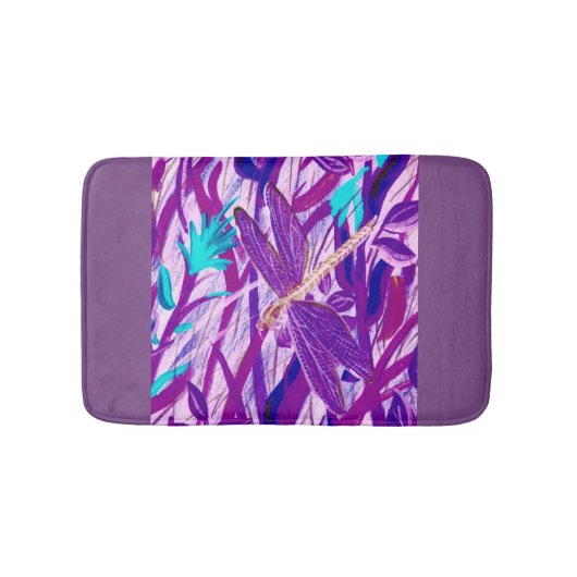 Tapis De Bain Mat de bain pourpre à libellules (Devant)