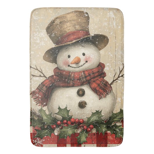 Tapis De Bain Mat de bain Retro Snowman (devant Vertical)