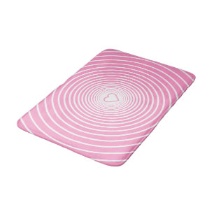 Tapis De Bain Mat de bain rose rayé blanc avec coeur Vos couleur