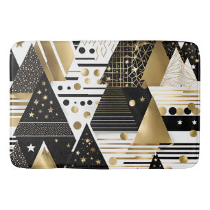 Tapis De Bain mat de bain triangles noir et or abstrait