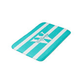 Tapis De Bain Mat de bain Turquoise et blanc monogramme (Angle)