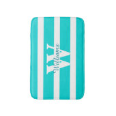 Tapis De Bain Mat de bain Turquoise et blanc monogramme (Devant (Vertical))