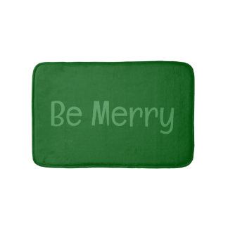 Tapis De Bain Mat de bain vert foncé "Be Merry" avec texte facul