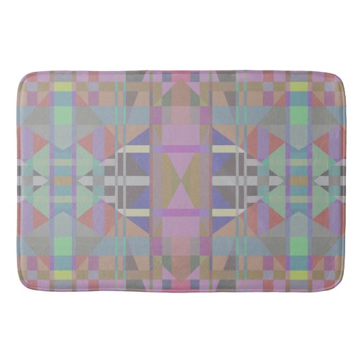 Tapis De Bain Mat de bain vert violet rose géométrique (Devant)