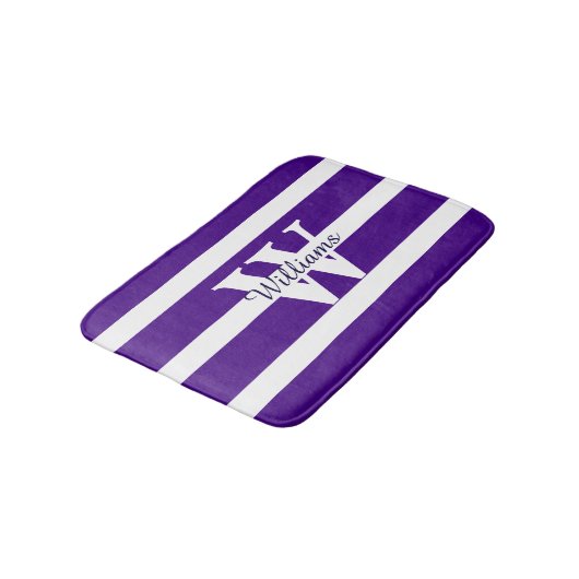 Tapis De Bain Mat de bain violet et blanc monogramme (Angle)
