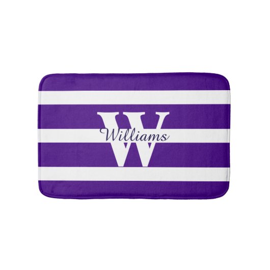Tapis De Bain Mat de bain violet et blanc monogramme (Devant)
