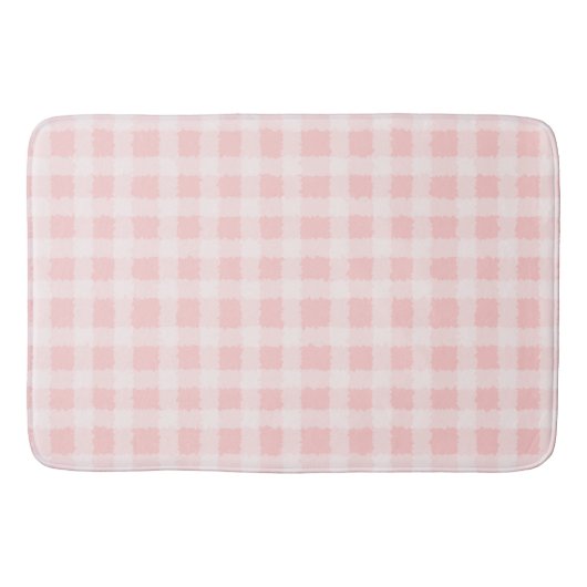 Tapis De Bain Mat En vichy bain rose et blanc (Devant)