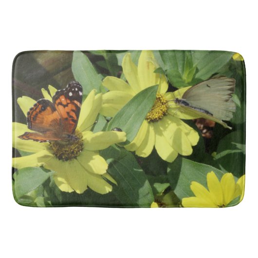 Tapis De Bain Mat/Fleurs de bain et papillon (Devant)