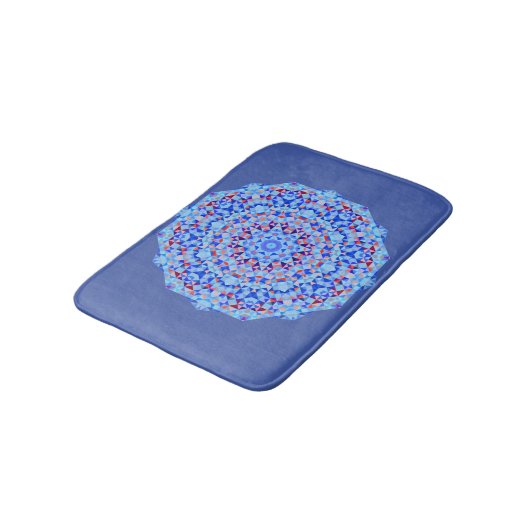 Tapis De Bain Mat Motif géométrique bleu rose et blanc (Angle)