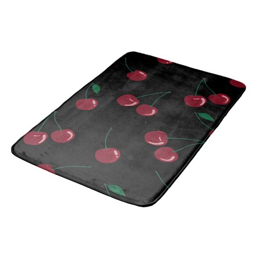 Tapis De Bain Mat noir cerise rouge (Angle)