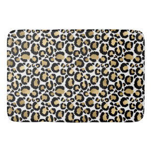 Tapis De Bain Matelas de bain empreinte de léopard or, blanc et