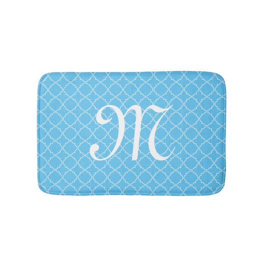 Tapis De Bain Matelas motif monogramme bleu clair (Devant)