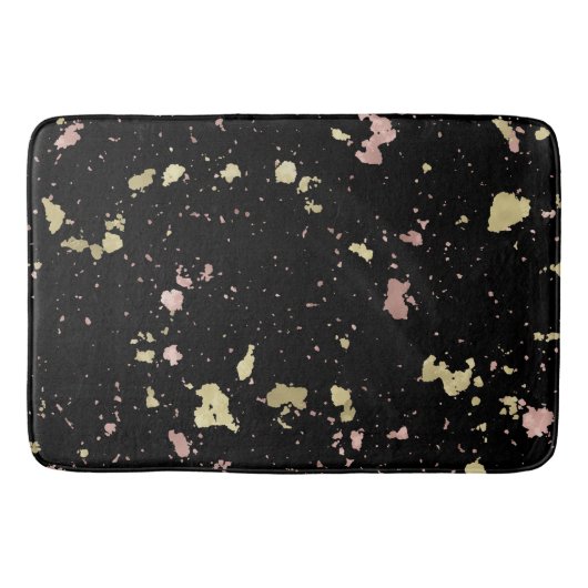 Tapis De Bain Matte Gold et Rose Gold Flakes Noir (Devant)