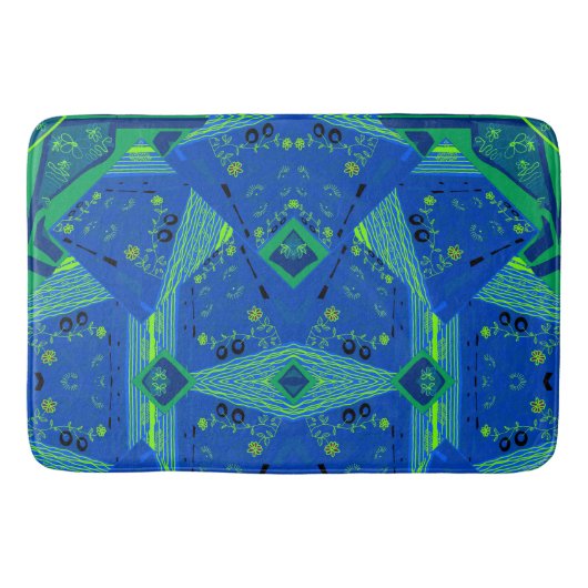 Tapis De Bain Mazipoodles Origami Chintz bleu vert (Devant)