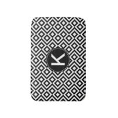 Tapis De Bain Méandre géométrique noir blanc avec monogramme per (Devant (Vertical))