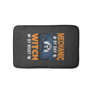 Tapis De Bain Mécanicien Halloween de jour Sorcière de nuit