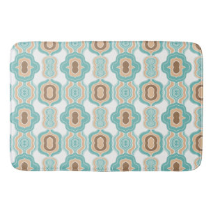 Tapis De Bain Médaillon bleu/tan/marron coloré