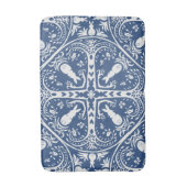 Tapis De Bain Médaillon d'oiseaux lapin bleu foncé carrelé (Devant (Vertical))