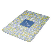 Tapis De Bain Mediterranean Blue & Yellow Lemon Tile Pattern (Angle)